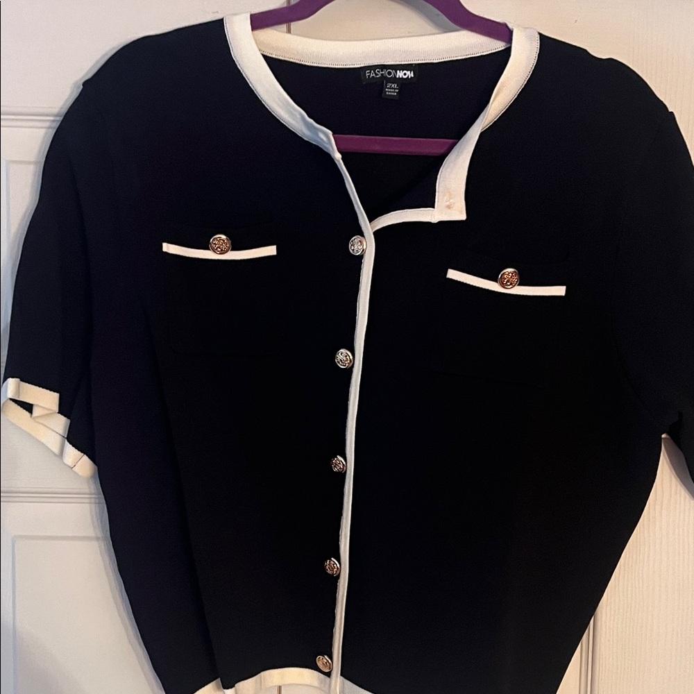 Fashion Nova Black and White Cardigan